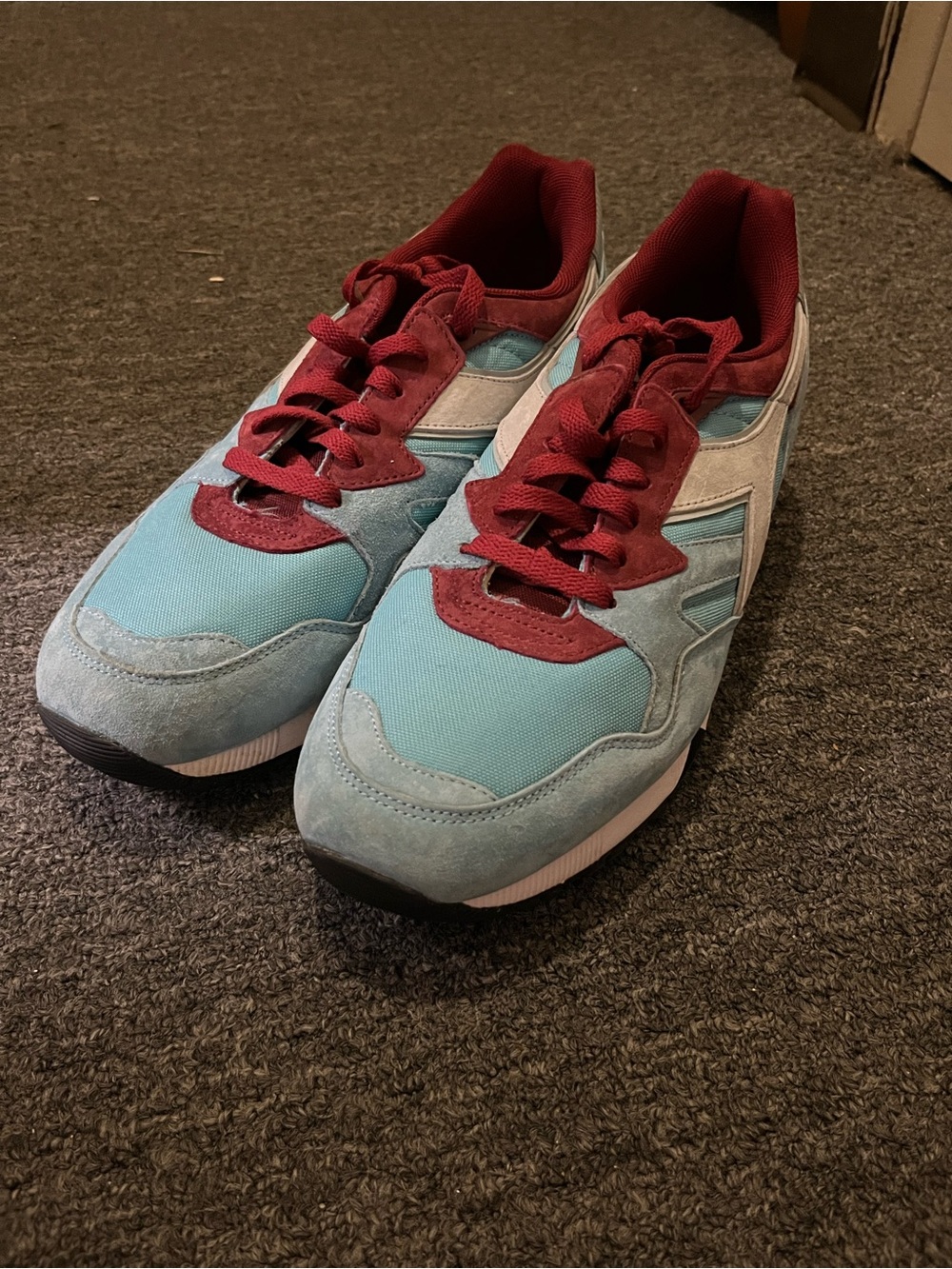 Diadora Red and Cream Low-Top Sneakers